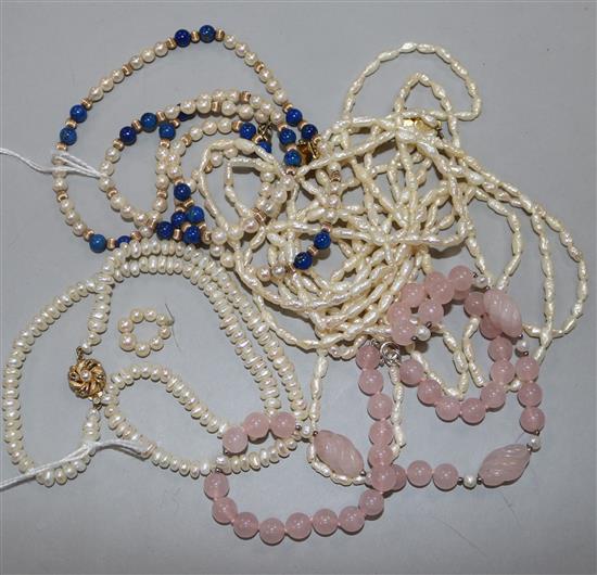 Four various necklaces,